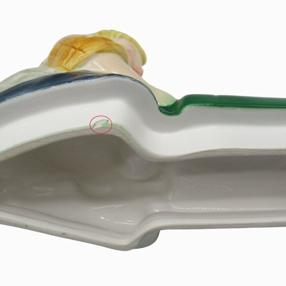 BOY Figurine On Green TRACTOR Ceramic Cookie Jar 11" Farmhouse Decor Rare Vintag - Picture 7 of 15